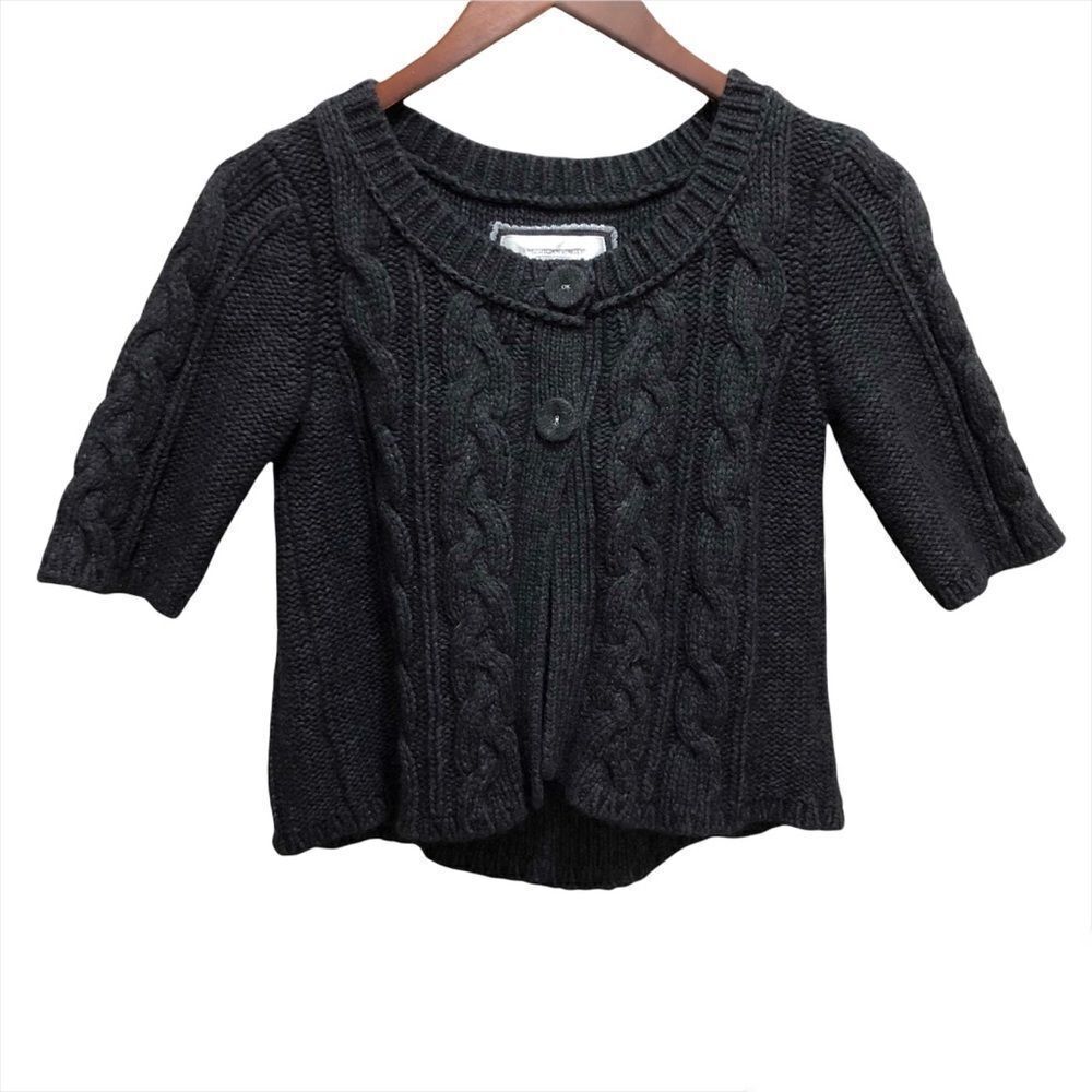 American Eagle Outfitters Angora Blend Cropped Button Down Sweater Cable Knit M